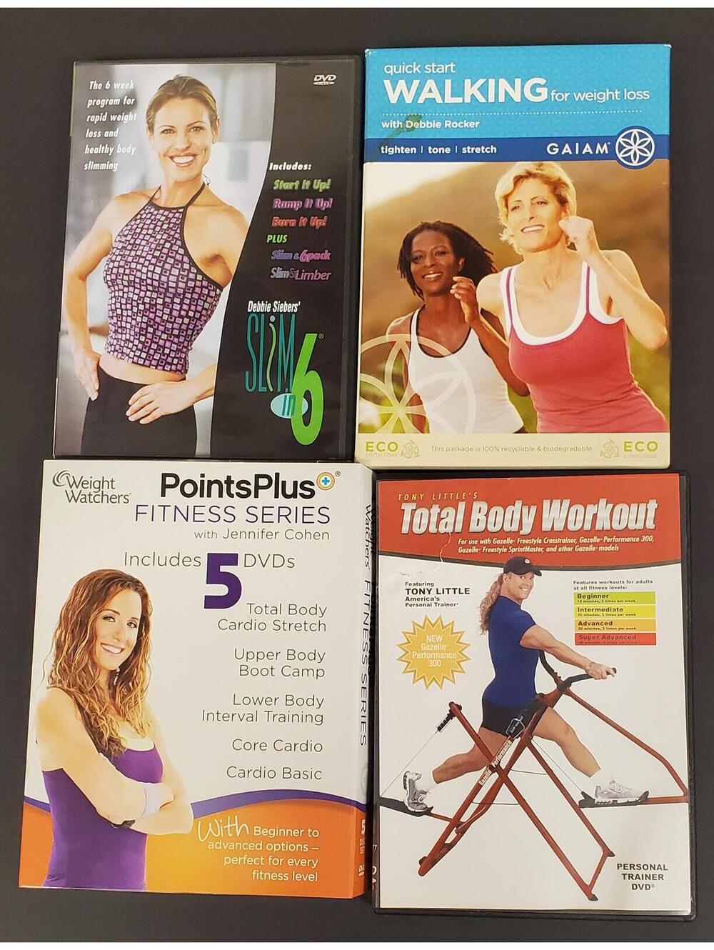 Fitness DVD Lot: Weight Watchers PointsPlus, Quick Start Walking, Slim in 6+ VG